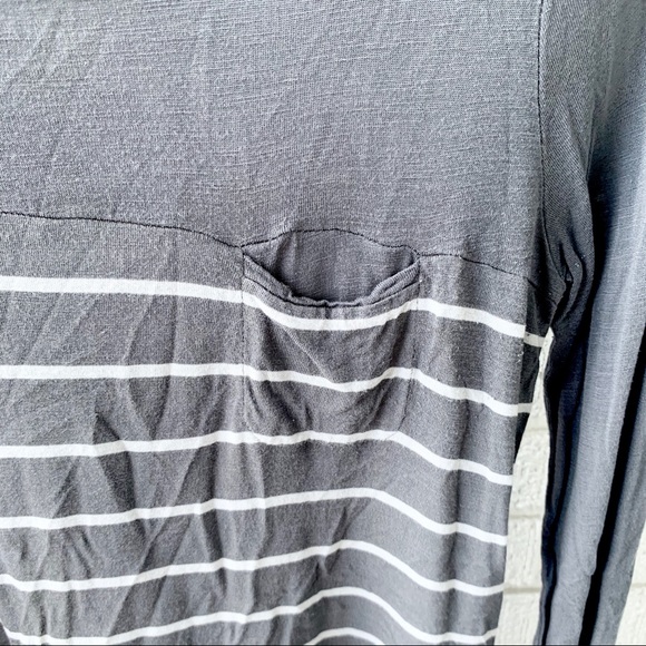 Grey and White Stripped Shirt With Front Pocket - Picture 4 of 8
